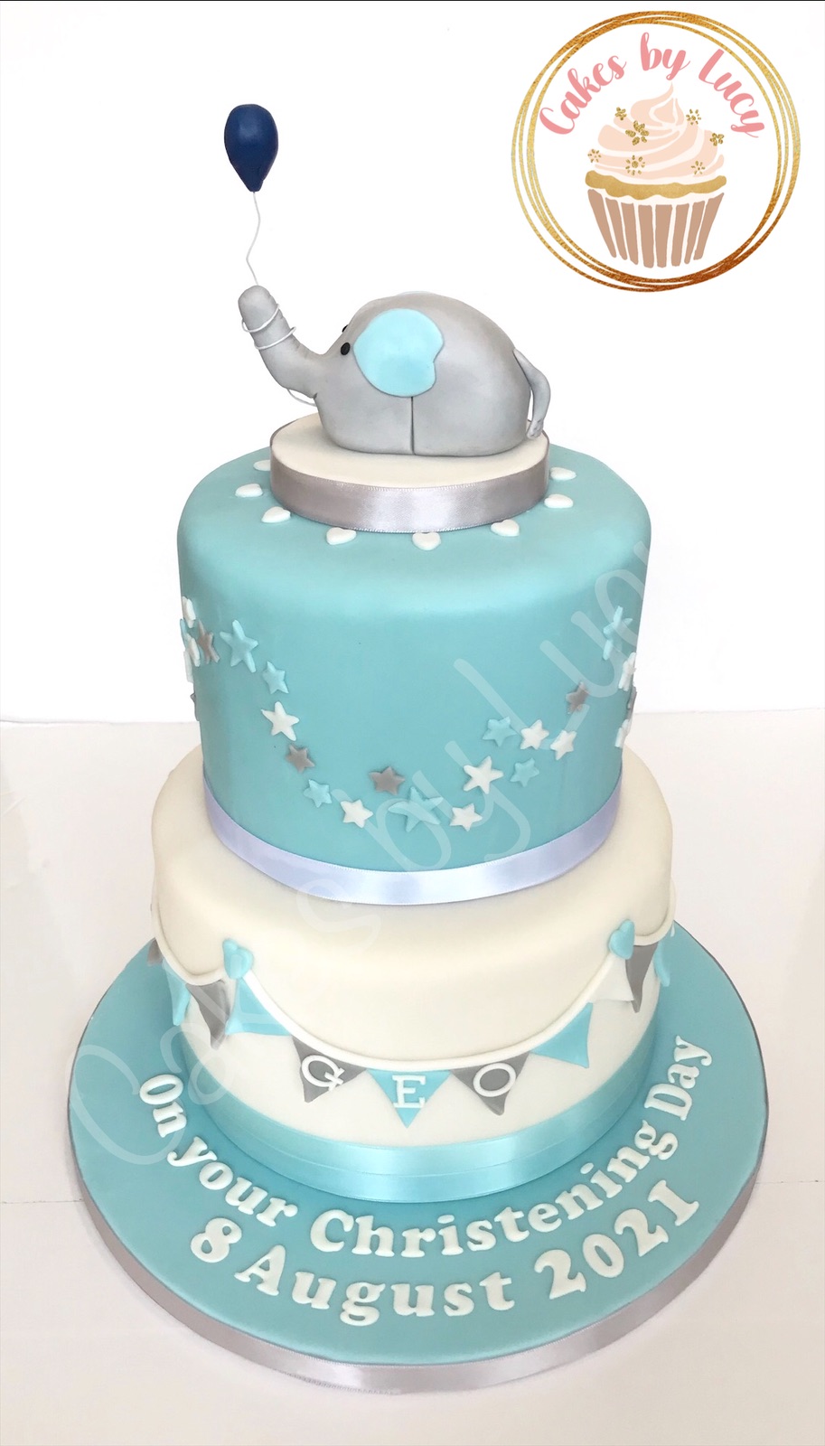 Two Tier Christening Cake
