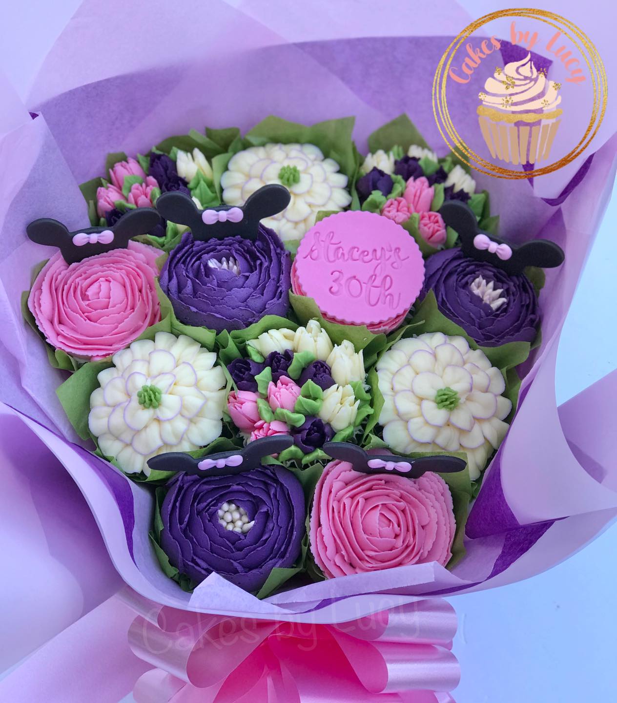Pink and Purple Cupcake Bouquet