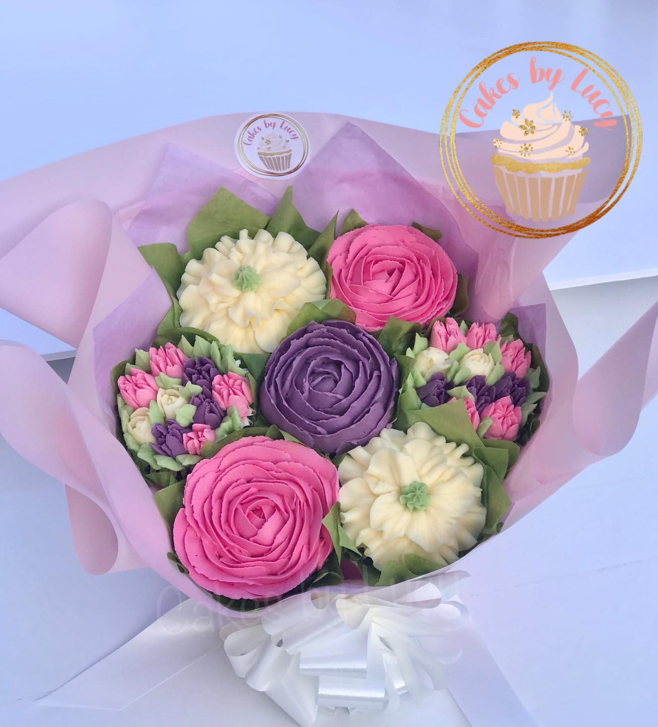 Pink and Purple Cupcake Bouquet