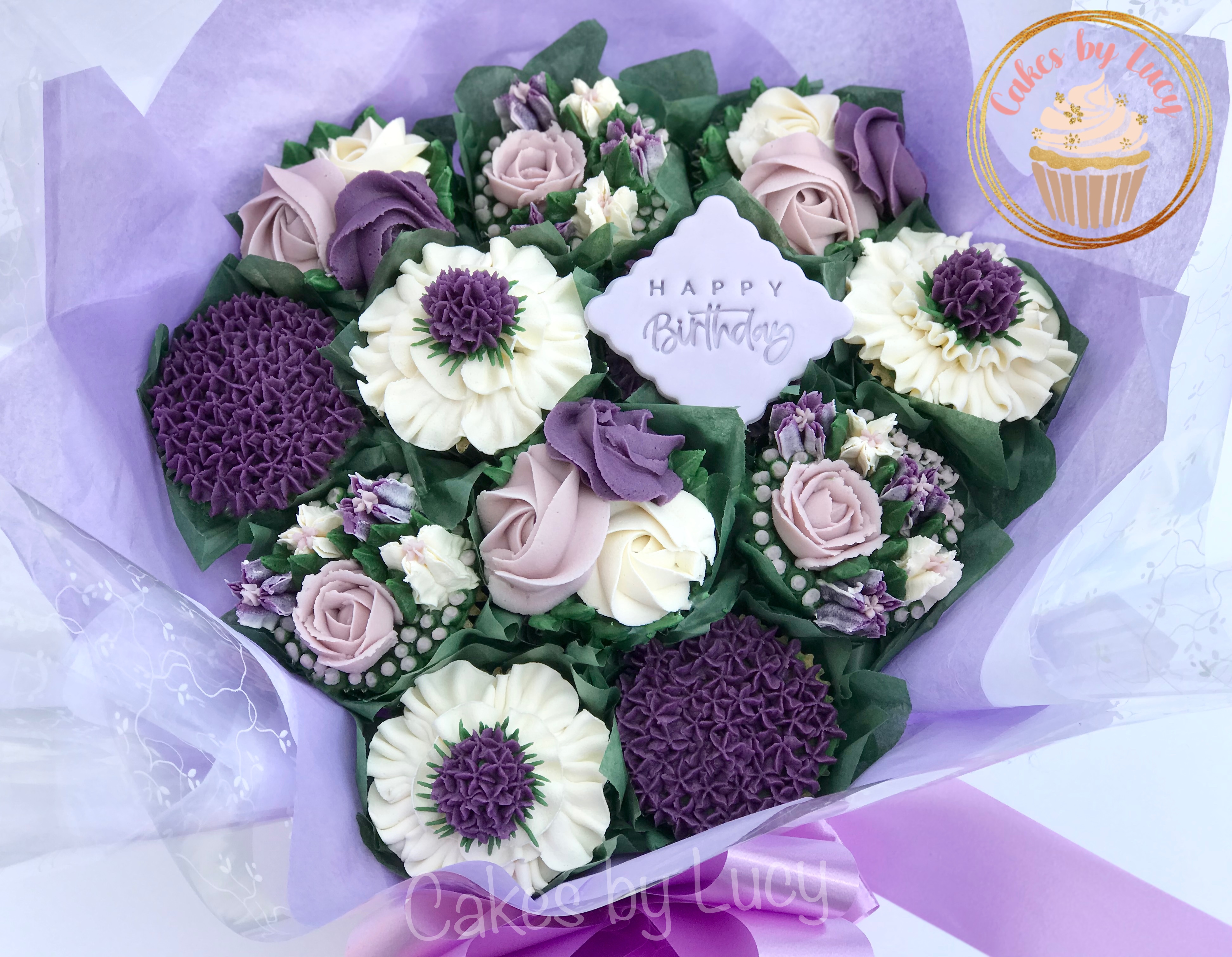 12 Cupcake Bouquet Purple and Lilac