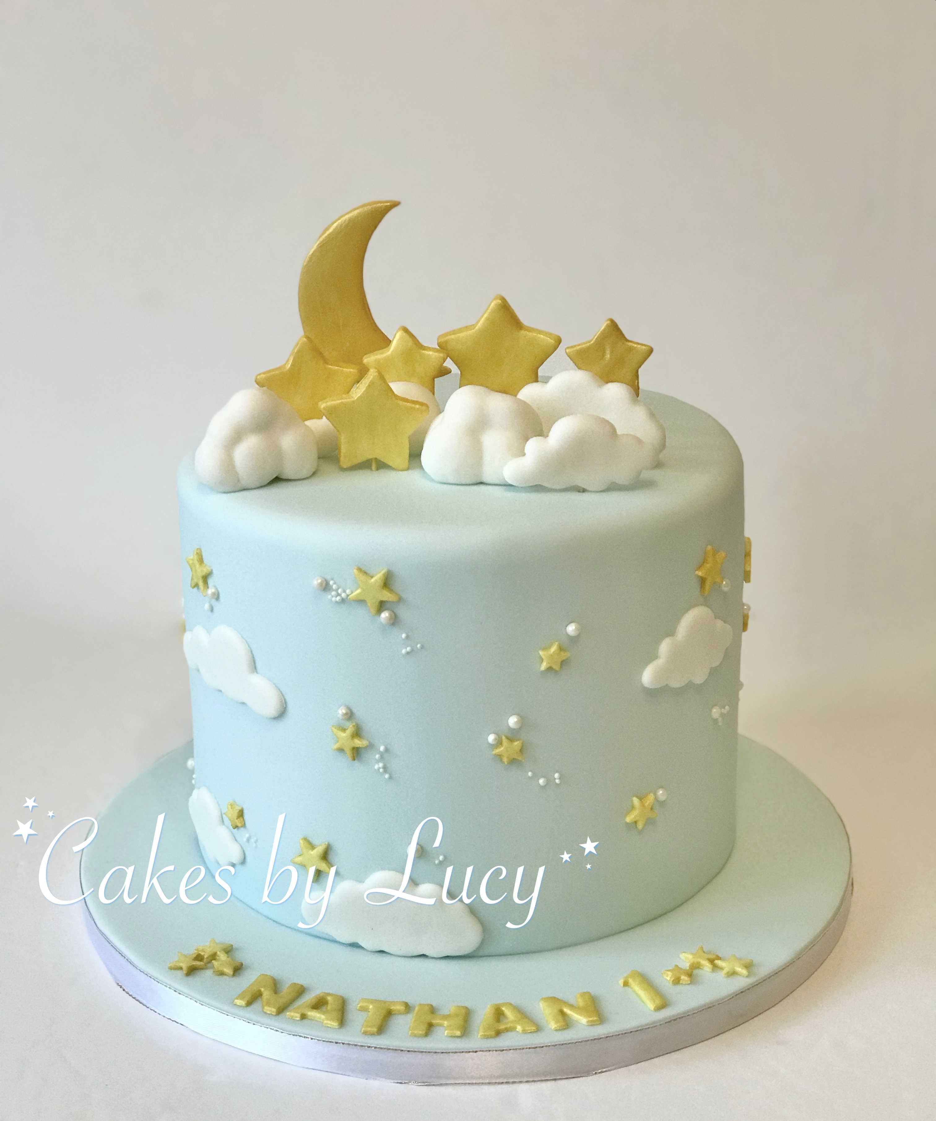 Moon and stars 1st birthday cake